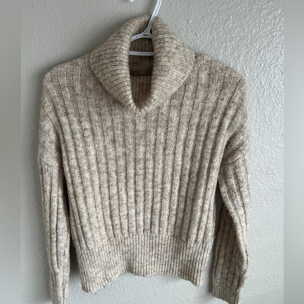 William Rast Heathered Beige Cowl Neck Sweater
